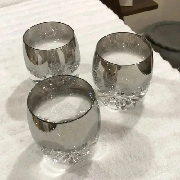 Anthropologie set of three hand blown glasses. 3-1/8” rim and 3-5/8” tall. - Picture 1 of 7